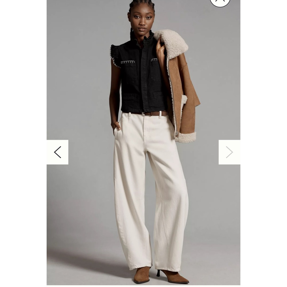 Seventy + Mochi Pablo Crop Vest Women M Black Denim Anthropologie Free People